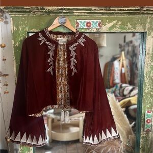 Velvet cropped boho jacket